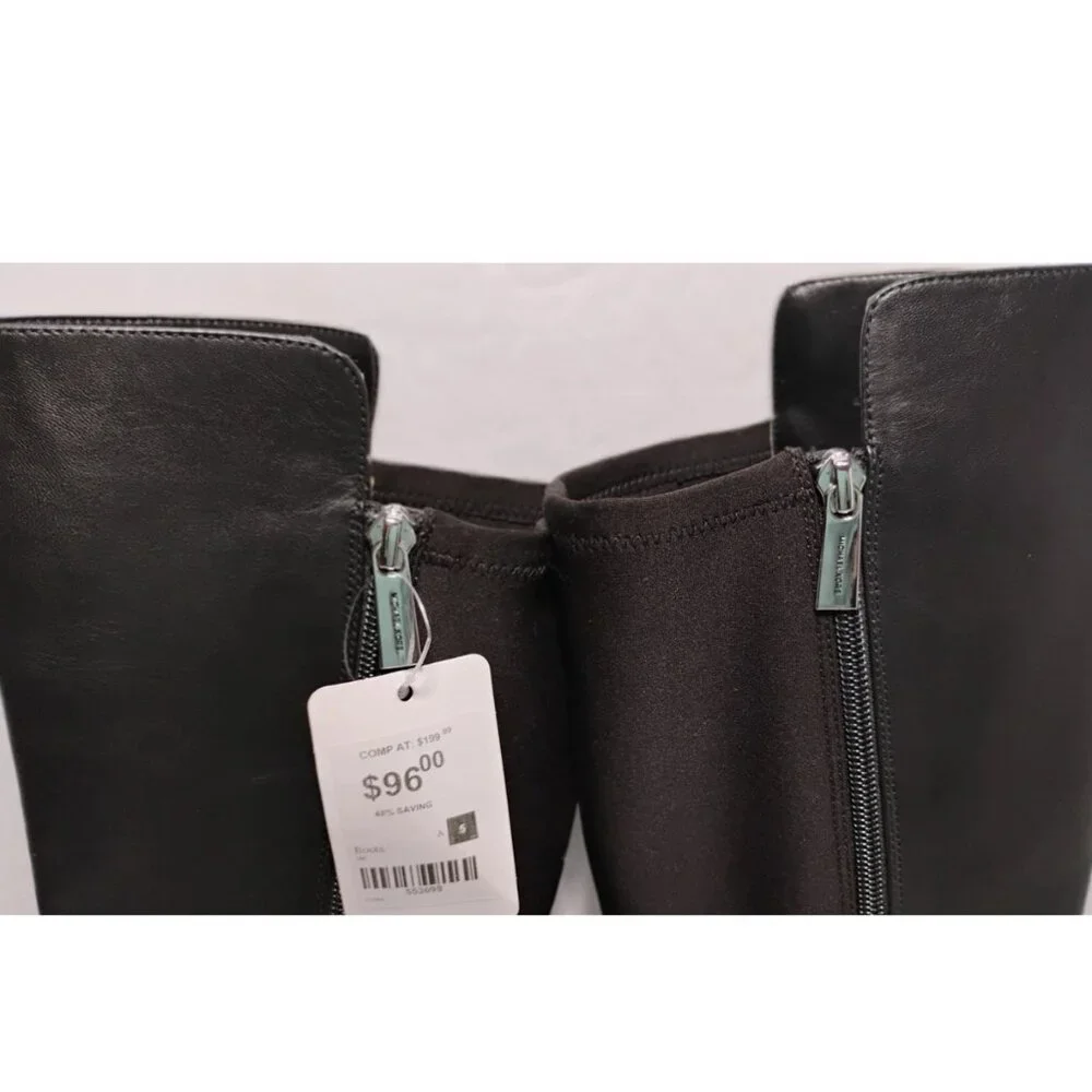 NWT Michael Kors Bromley Boots Womens Size 5 Over The Knee Black Leather Zip NEW